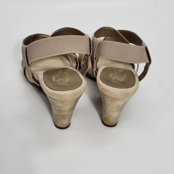 A2 By Aerosoles Heelrest Slip On Sandals Gold Sz 7.5 M - Picture 4 of 11